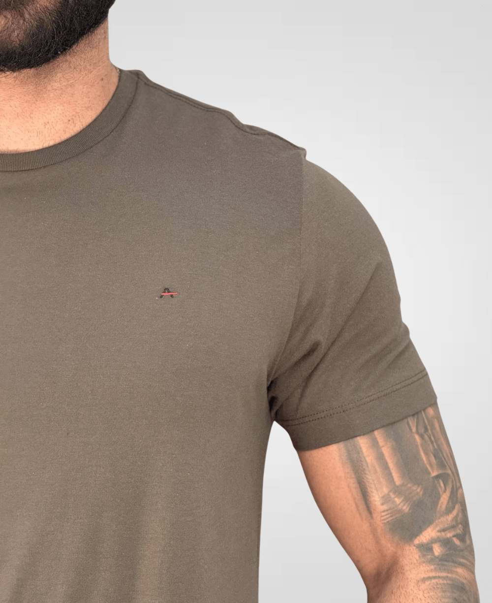 Camiseta Marrom Masculina Malha Regular - Aramis