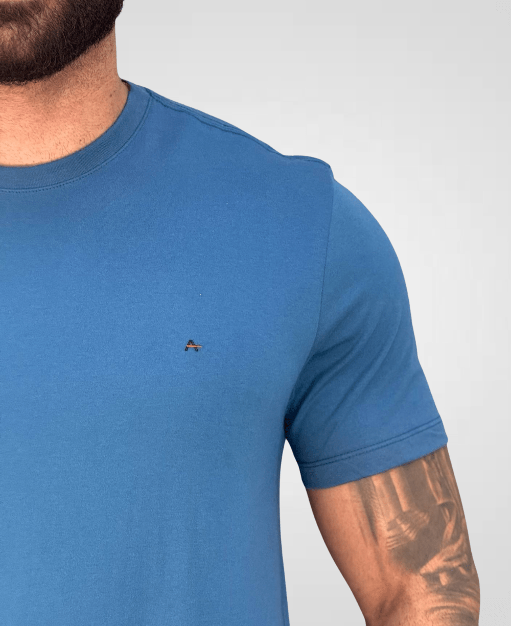 Camiseta Azul Porcelana Masculina Malha Regular - Aramis