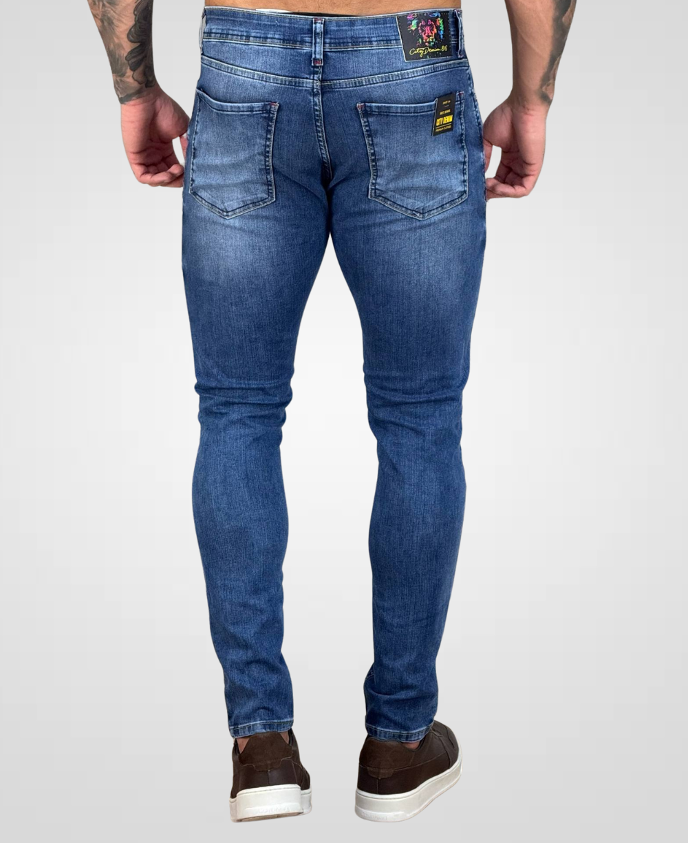 Calça Jeans Mescla Azul Masculina Super Skinny - City Denim