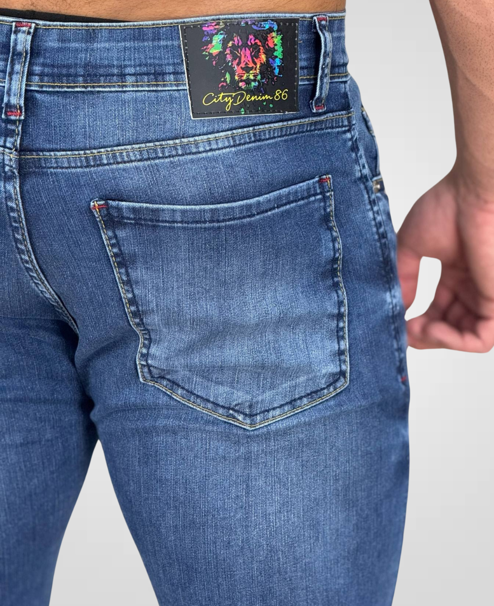 Calça Jeans Mescla Azul Masculina Super Skinny - City Denim