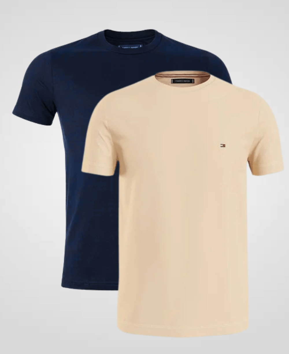 Kit 2 Camisetas Caqui e Azul Marinho Masculino Básica - Tommy Hilfiger