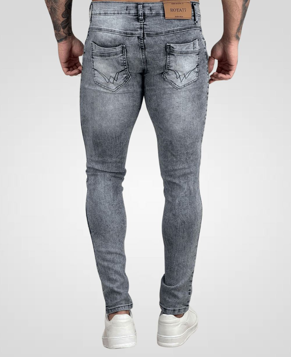 Calça Jeans Cinza Mescla Masculina com Lycra - Rota 77