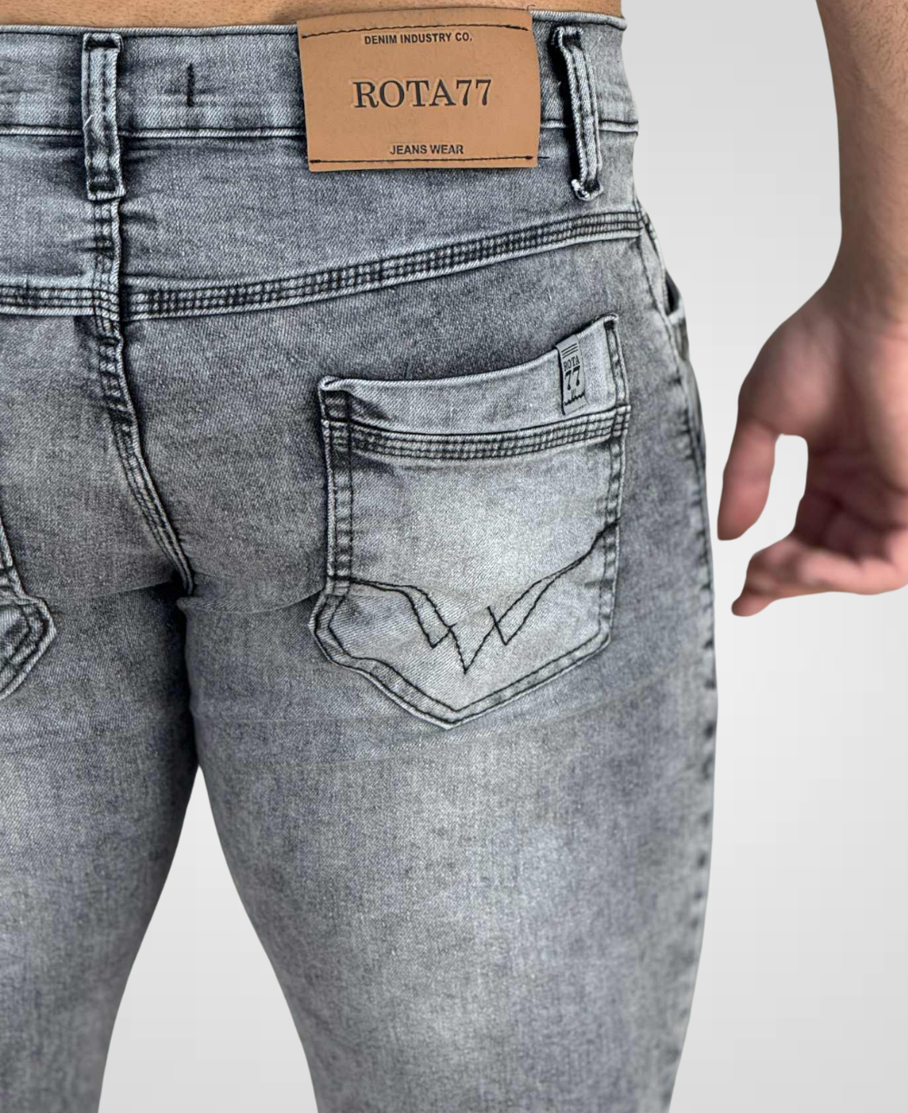 Calça Jeans Cinza Mescla Masculina com Lycra - Rota 77
