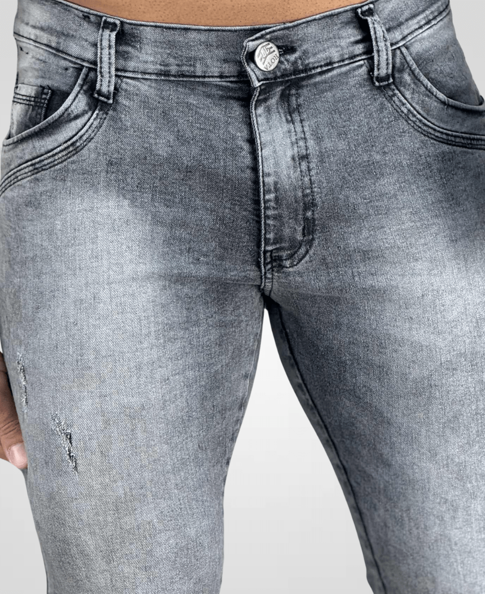 Calça Jeans Cinza Mescla Masculina com Lycra - Rota 77