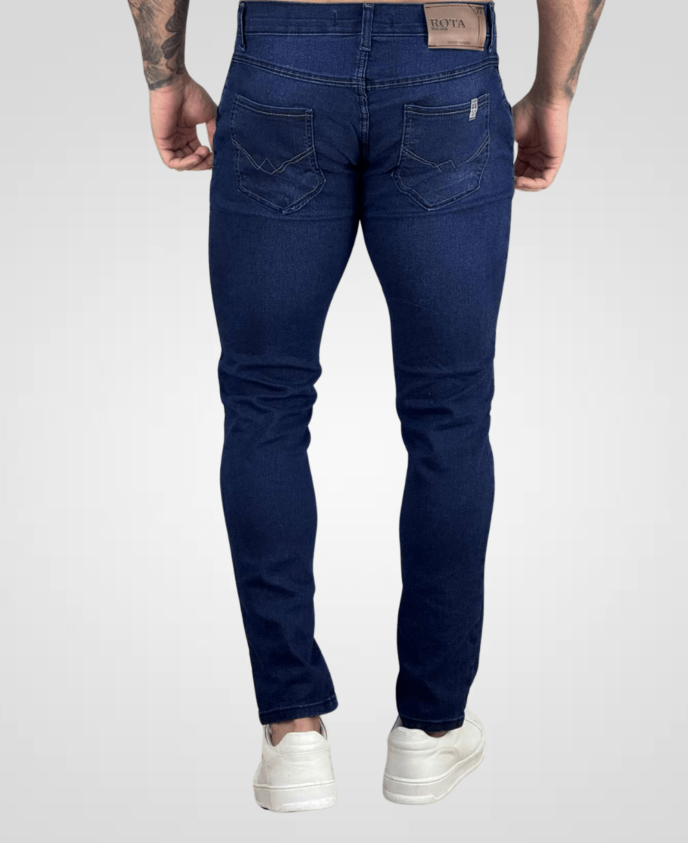 Calça Jeans Azul Marinho Masculina com Lycra - Rota 77