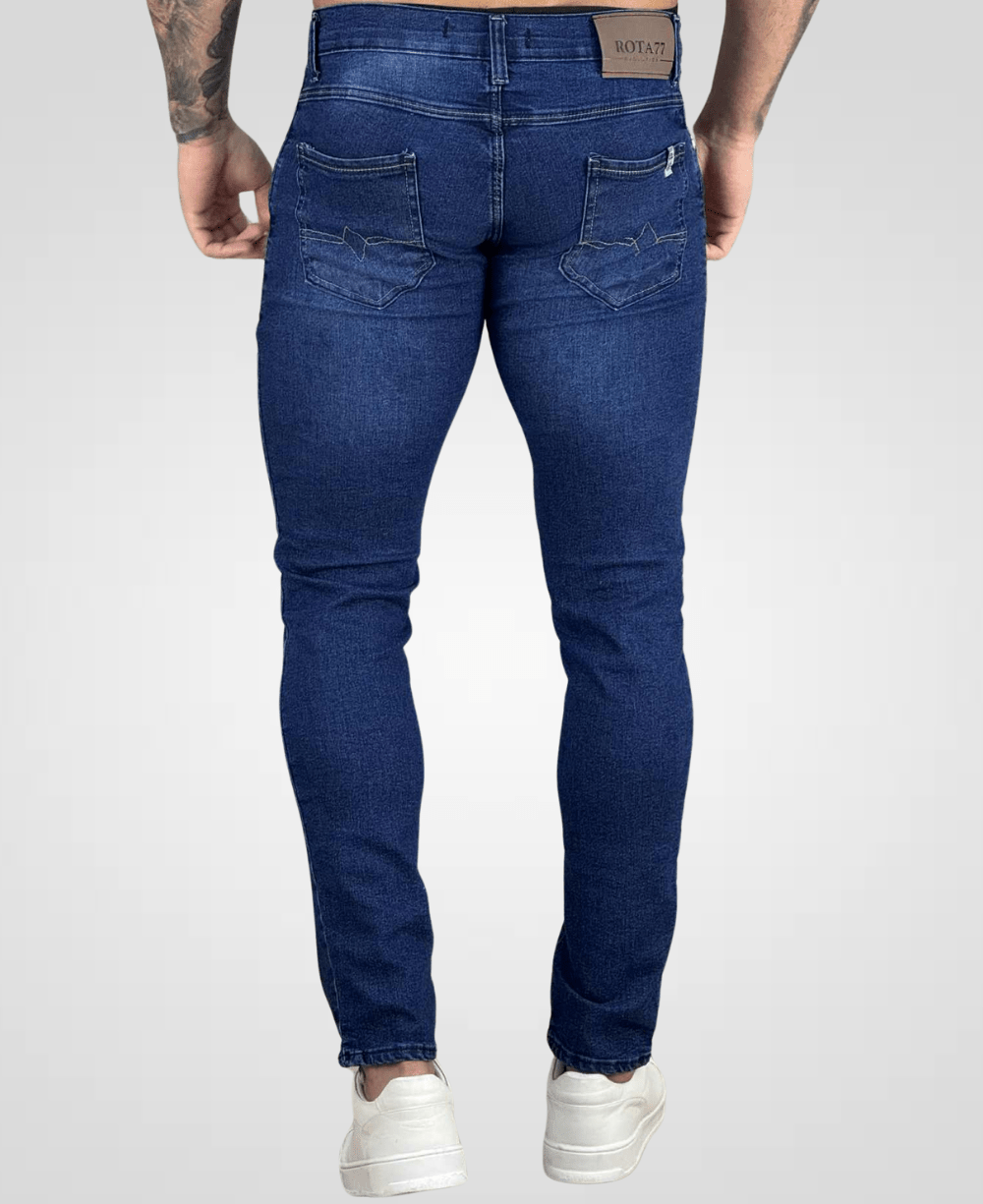 Calça Jeans Marinho Masculina com Lycra - Rota 77