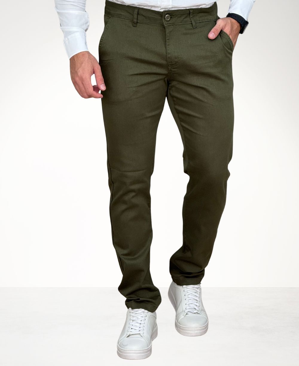Calça Alfaiataria Verde Militar Masculina Slim - Paladho´s