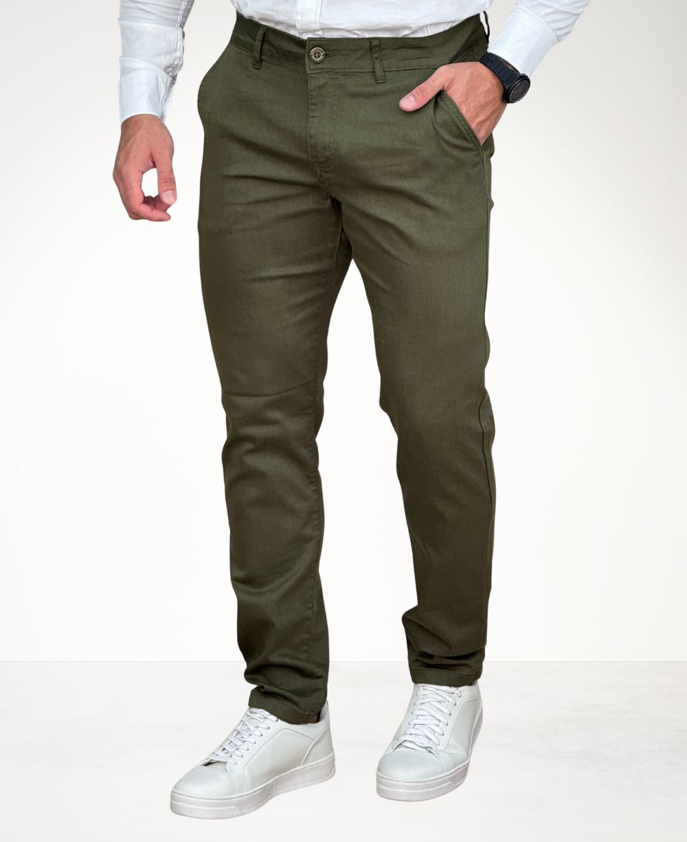 Calça Alfaiataria Verde Militar Masculina Slim - Paladho´s