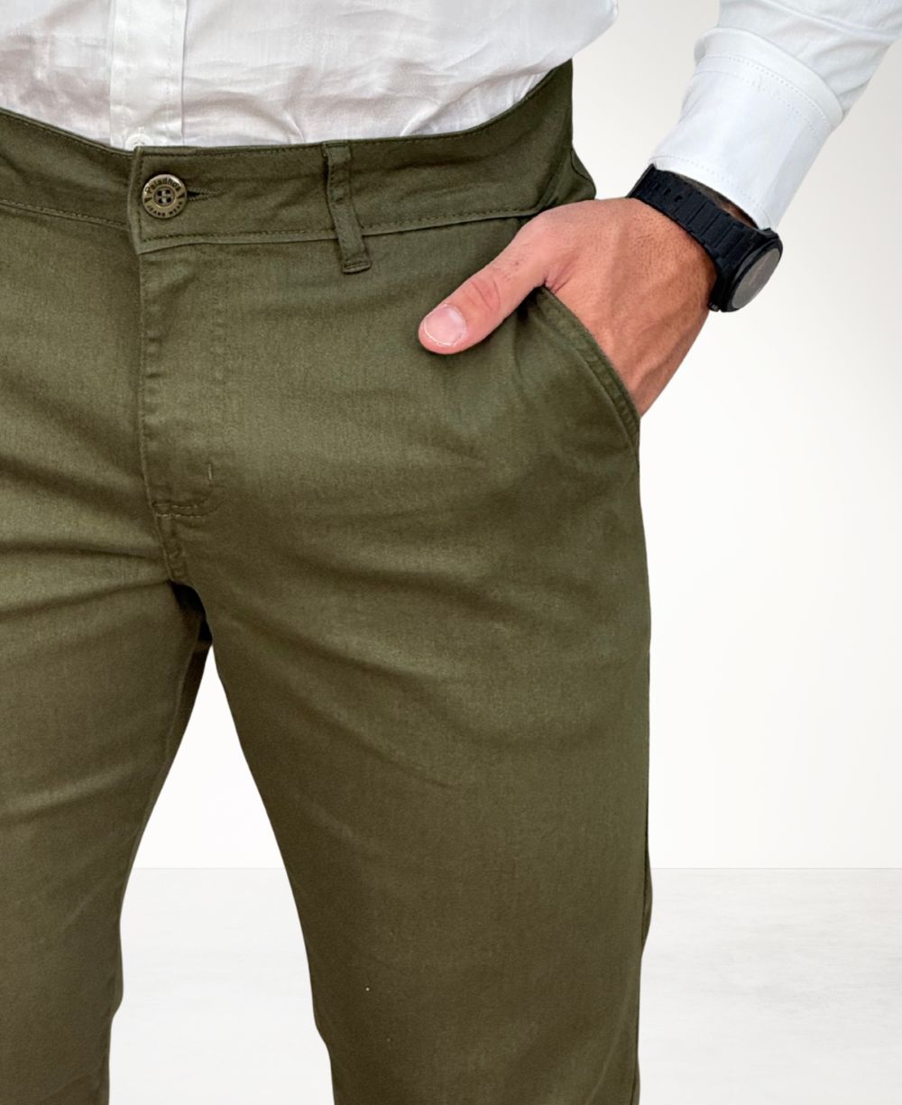 Calça Alfaiataria Verde Militar Masculina Slim - Paladho´s