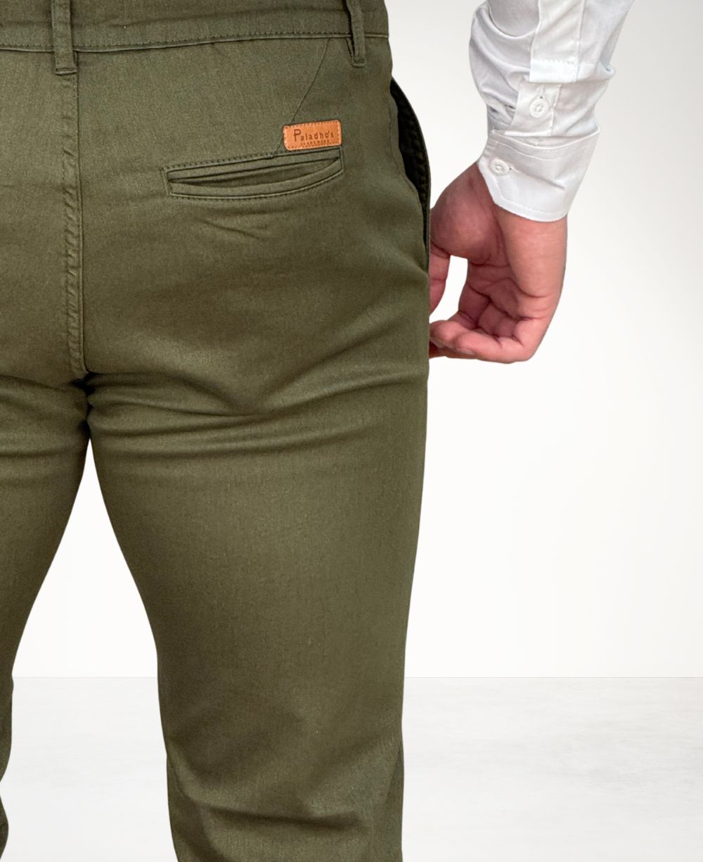 Calça Alfaiataria Verde Militar Masculina Slim - Paladho´s