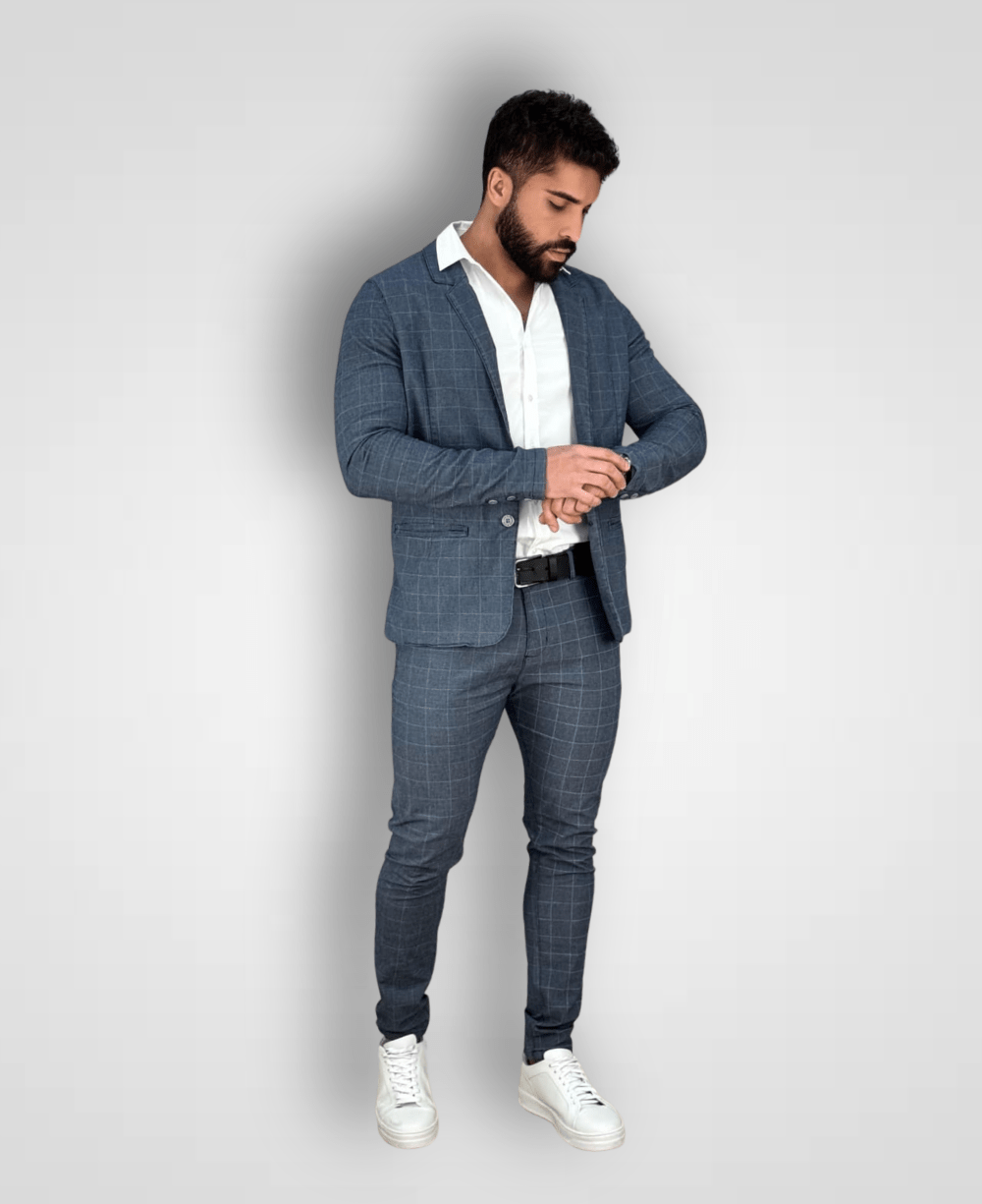 Calça Alfaiataria Xadrez Masculina Super Skinny - Paladho´s