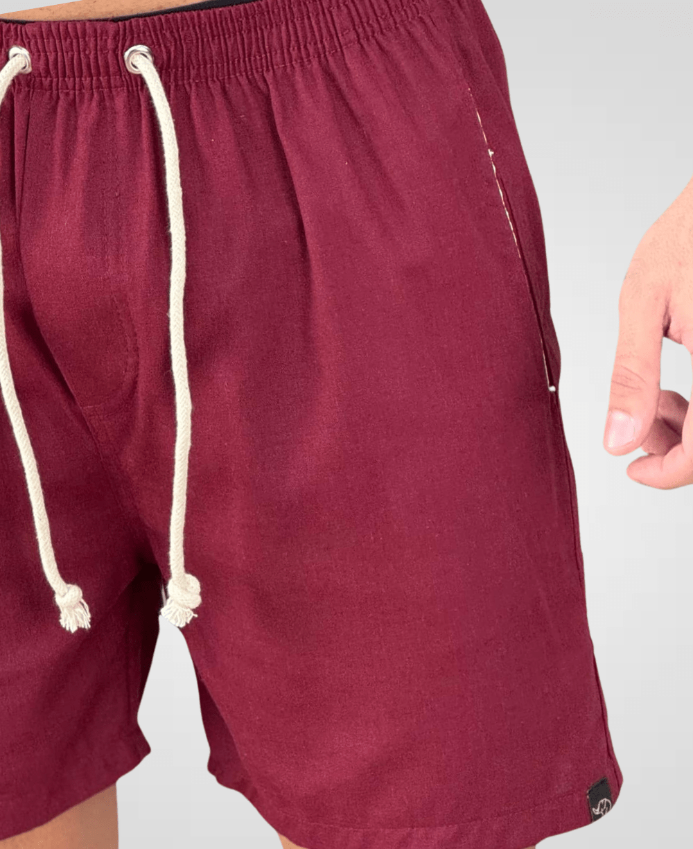 Shorts de Linho Bordô Masculina Lisa - Afri.co