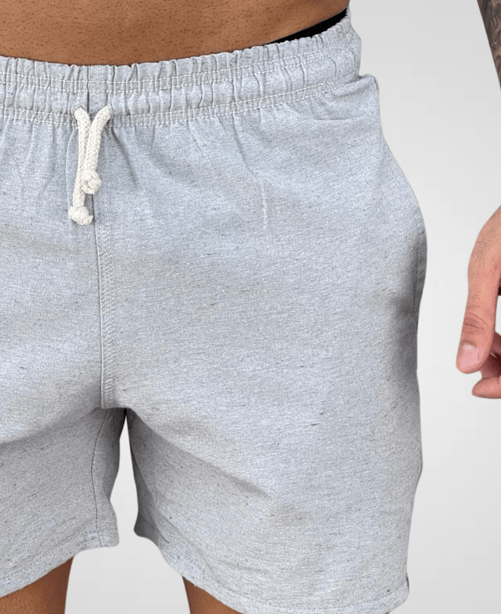 Shorts de Linho Cinza Masculina Lisa - Afri.co