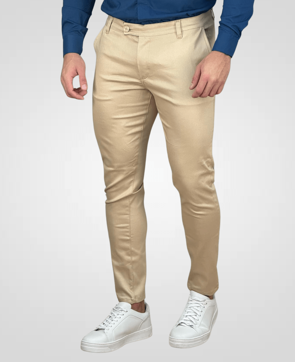 Calça Alfaiataria Bege Masculina Transpassado - Per Pochi