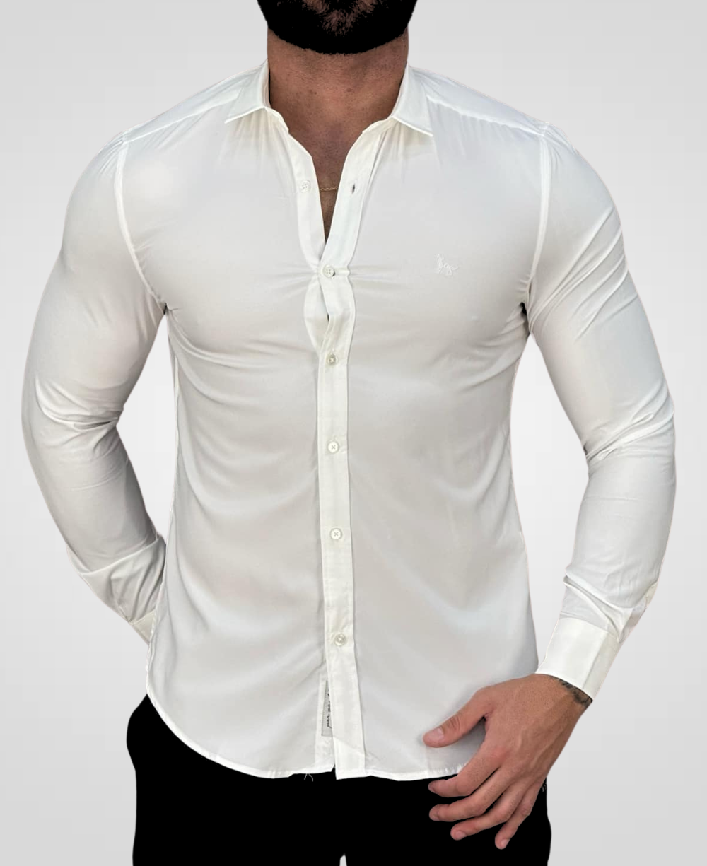 Camisa Social Branco Masculina Tecnológico - Per Pochi