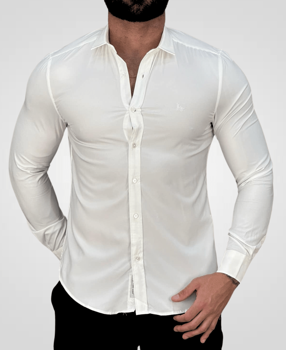 Camisa Social Branco Masculina Tecnológico - Per Pochi