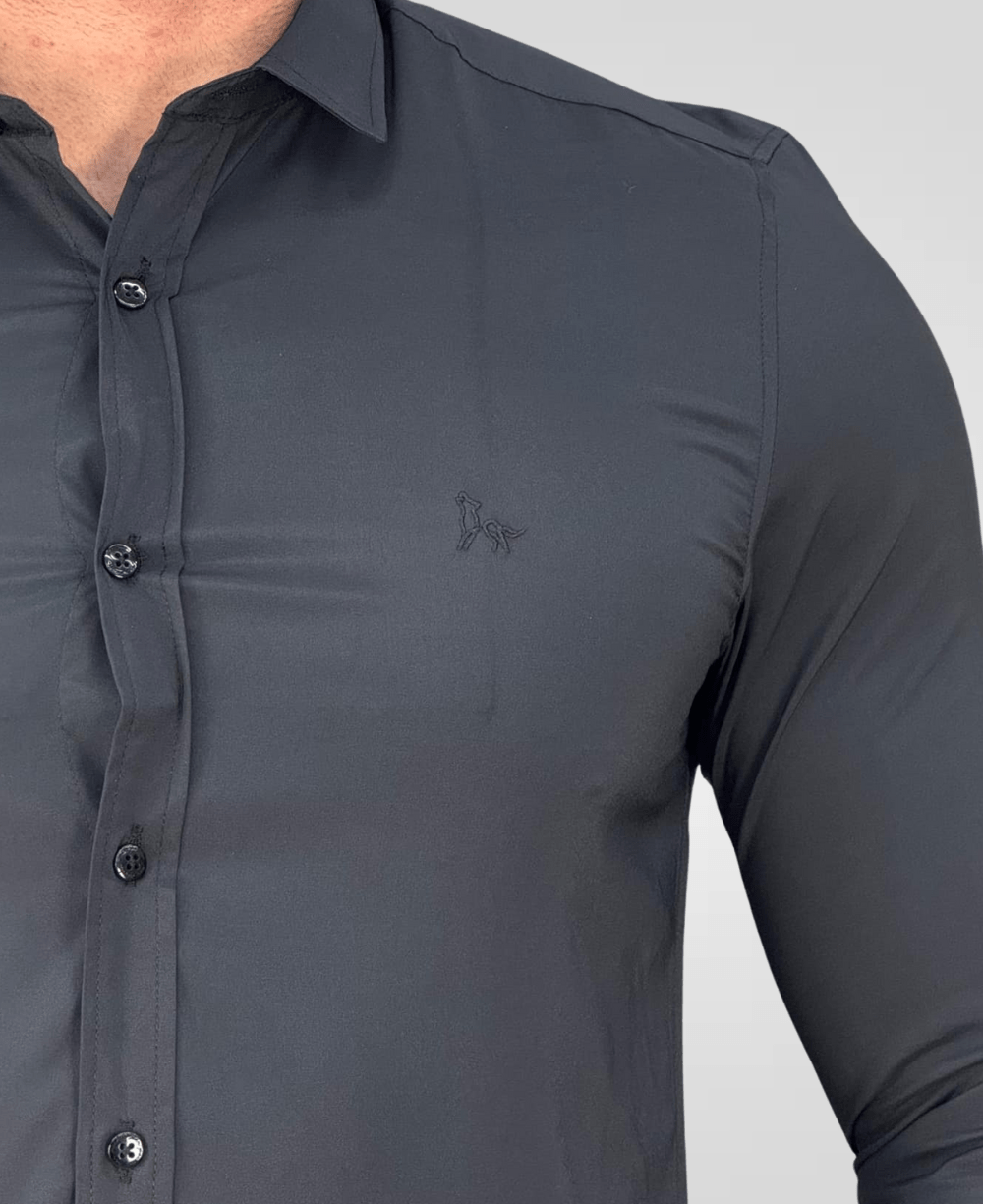 Camisa Social Preto Masculina Tecnológica - Per Pochi