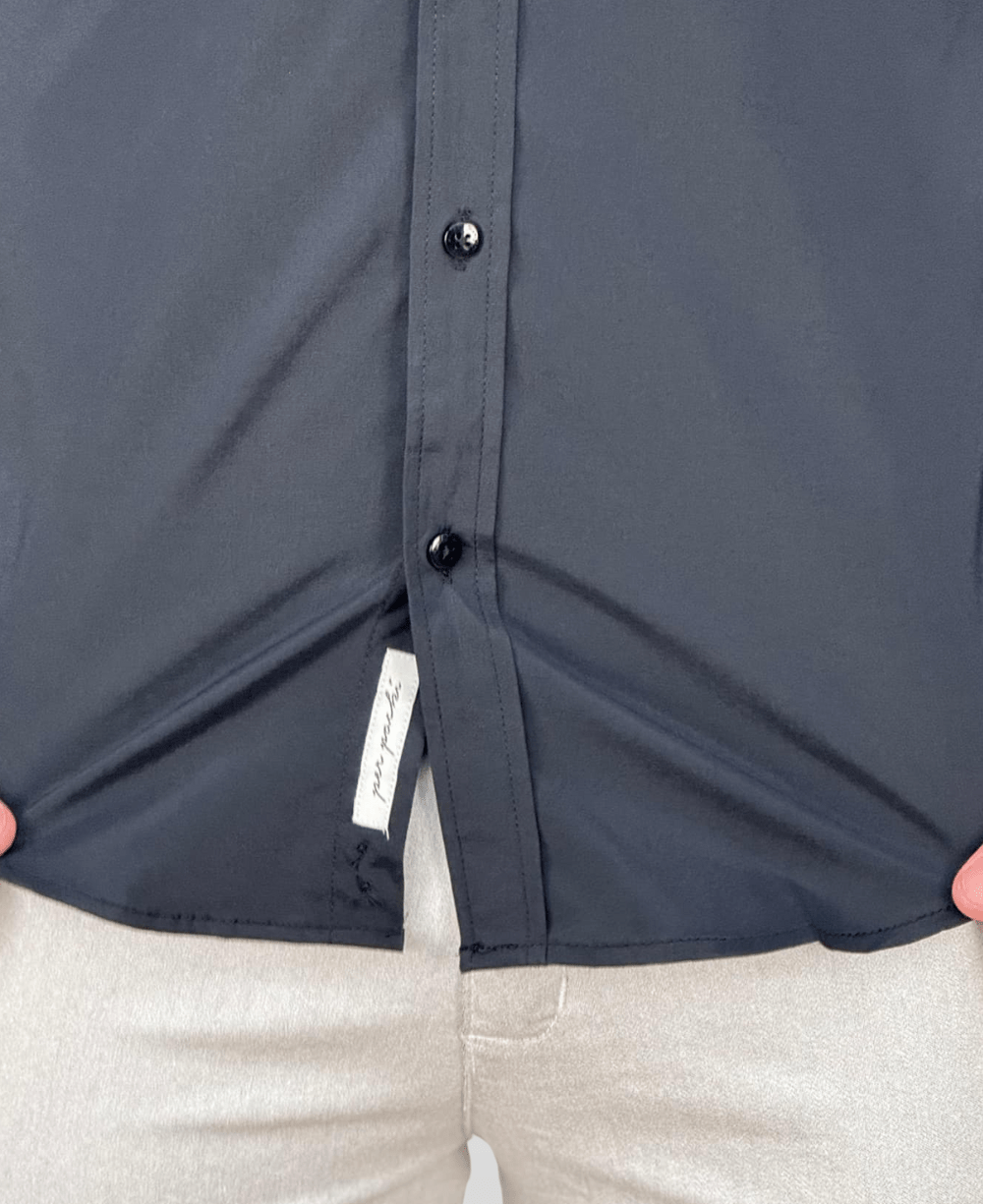 Camisa Social Preto Masculina Tecnológica - Per Pochi