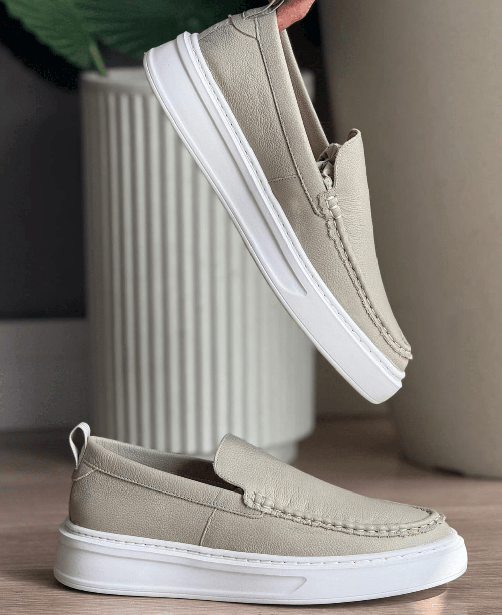 Slip On Gelo Masculino De Couro Sintético - Ideal Vest Rouparia