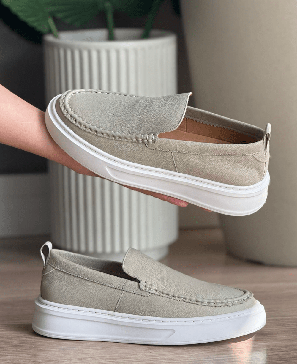 Slip On Gelo Masculino De Couro Sintético - Ideal Vest Rouparia