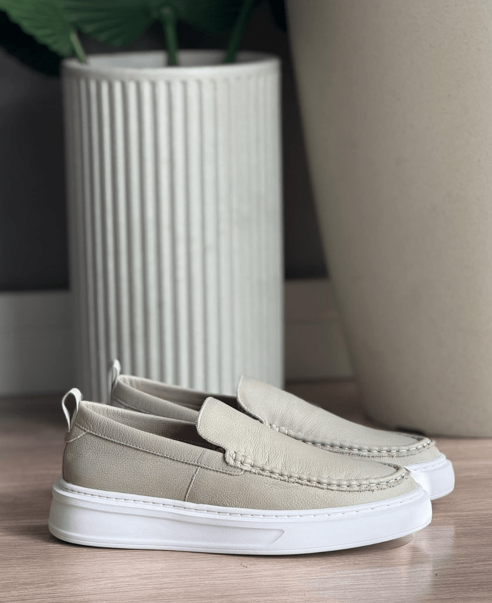 Slip On Gelo Masculino De Couro Sintético - Ideal Vest Rouparia