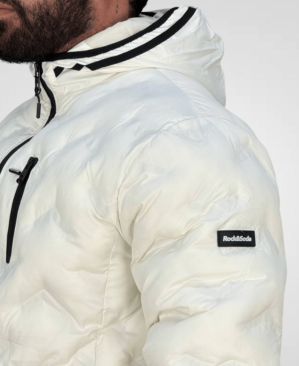 Jaqueta Puffer Branco Com Touca Masculina - Rock & Soda