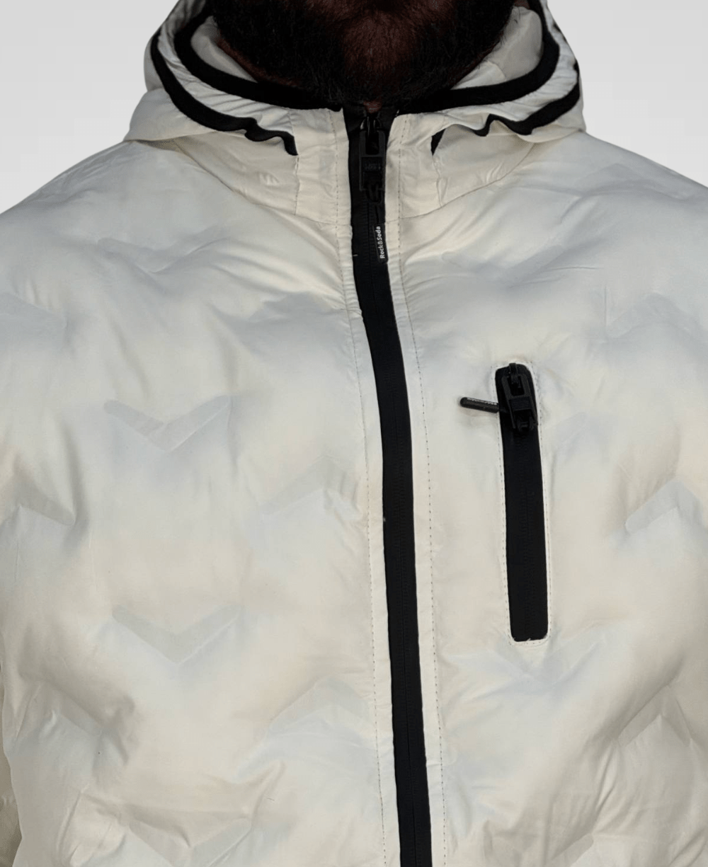 Jaqueta Puffer Branco Com Touca Masculina - Rock & Soda