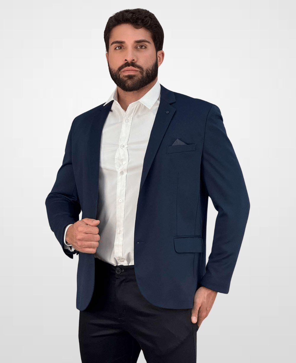 Blazer Azul Marinho Básico Acetinado Slim - Guilherme Soul