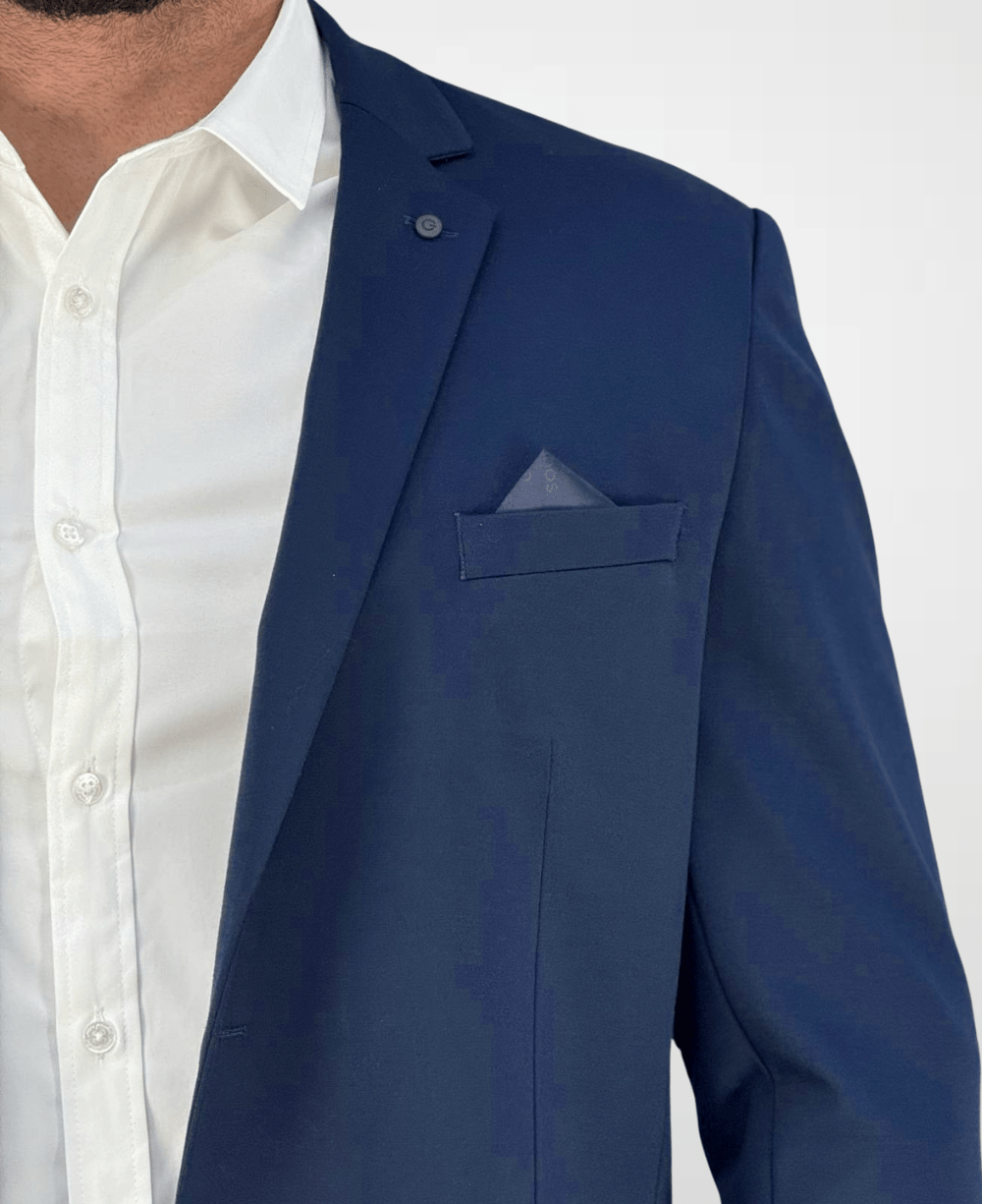 Blazer Azul Marinho Básico Acetinado Slim - Guilherme Soul