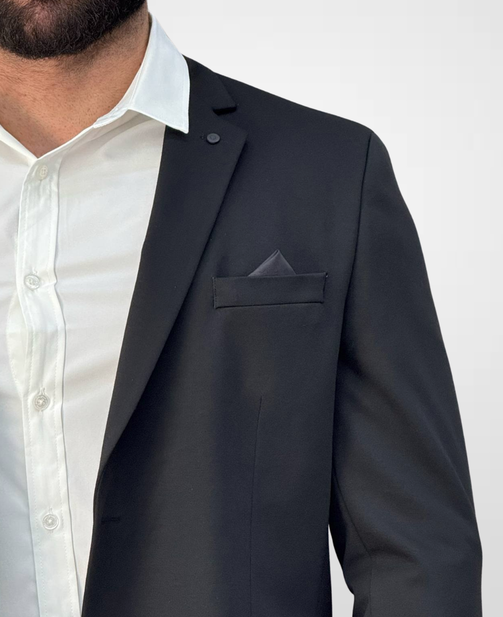 Blazer Preto Básico Acetinado Slim - Guilherme Soul