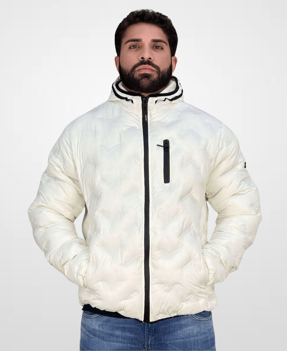 Jaqueta Puffer Branco Com Touca Masculina - Rock & Soda