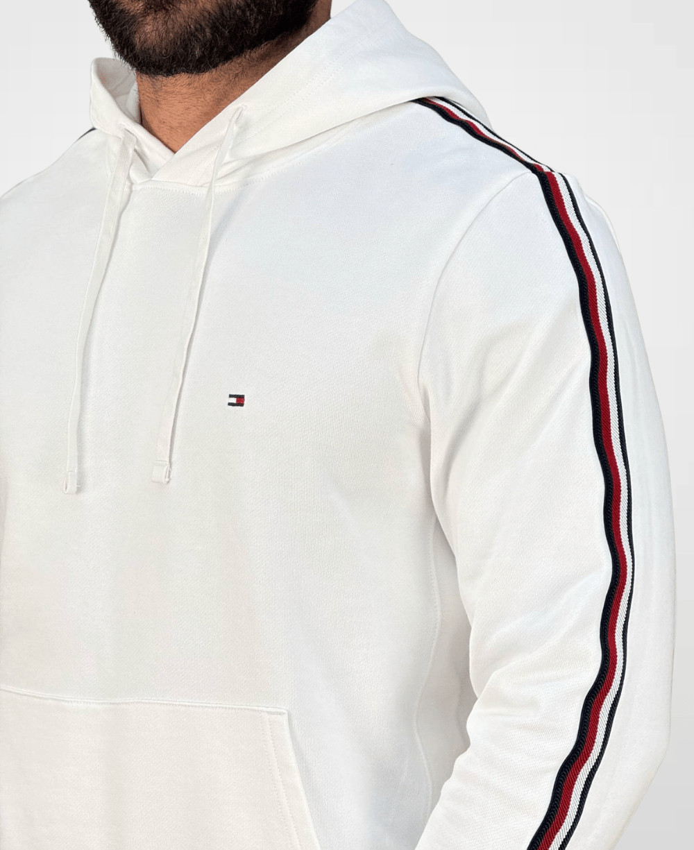 Moletom Branco Masculino Global Stripe Hoody - Tommy Hilfiger