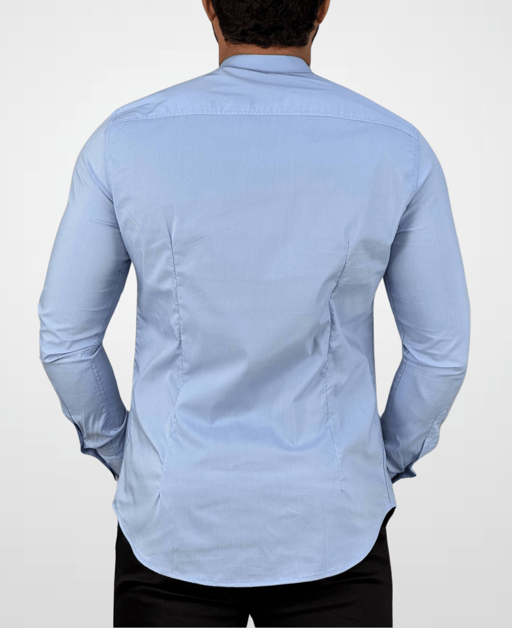 Camisa Social Azul Claro Masculina Acetinada - Per Pochi