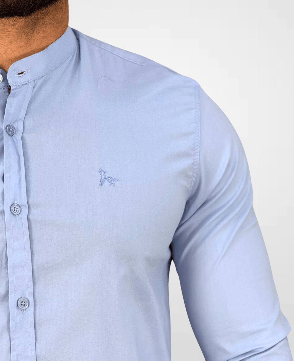 Camisa Social Azul Claro Masculina Acetinada - Per Pochi