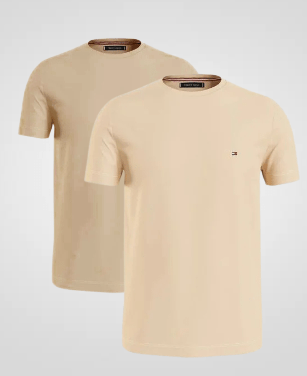 Kit 2 Camisetas Caqui e Marrom Masculino Básica - Tommy Hilfiger