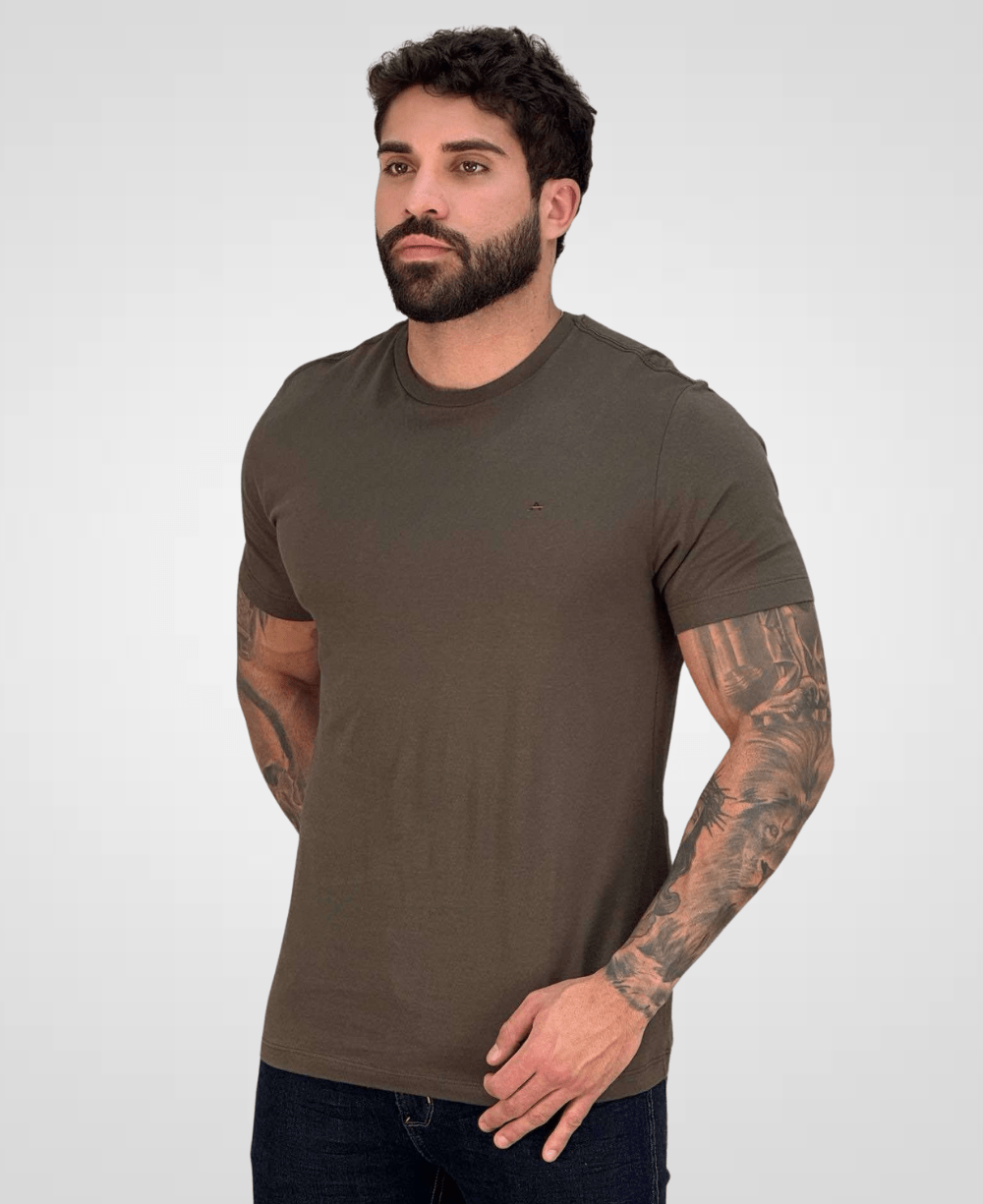 Camiseta Marrom Masculina Malha Regular - Aramis