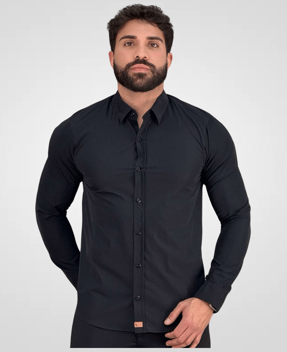 Camisa Social Preto Tecnológica Impermeável-Paladho's