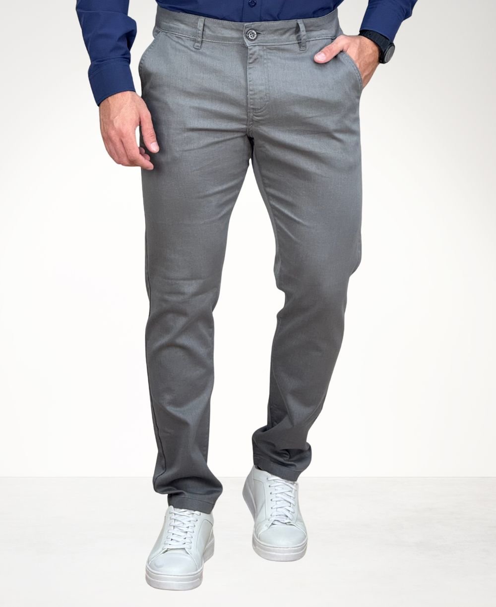 Calça Alfaiataria Cinza Claro Masculina Slim - Paladho´s