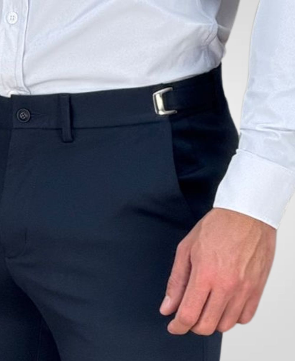 Calça Alfaiataria Azul Marinho Masculina Com Regulagem Slim - Guilherme Soul