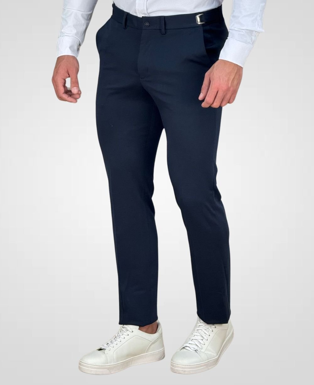 Calça Alfaiataria Azul Marinho Masculina Com Regulagem Slim - Guilherme Soul
