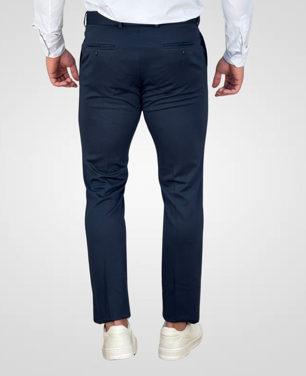 Calça Alfaiataria Azul Marinho Masculina Com Regulagem Slim - Guilherme Soul