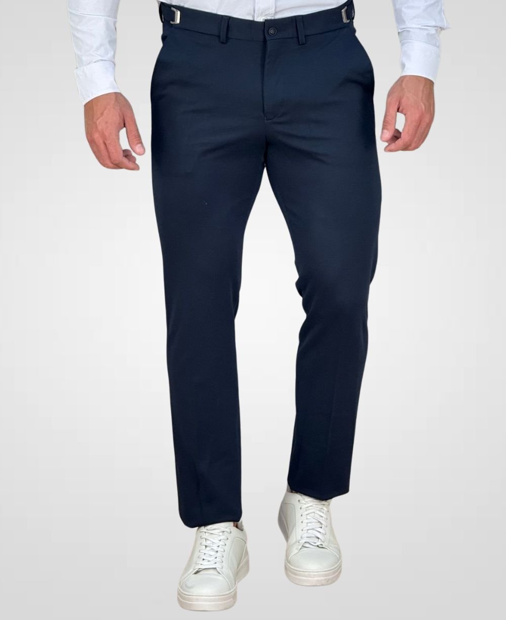 Calça Alfaiataria Azul Marinho Masculina Com Regulagem Slim - Guilherme Soul