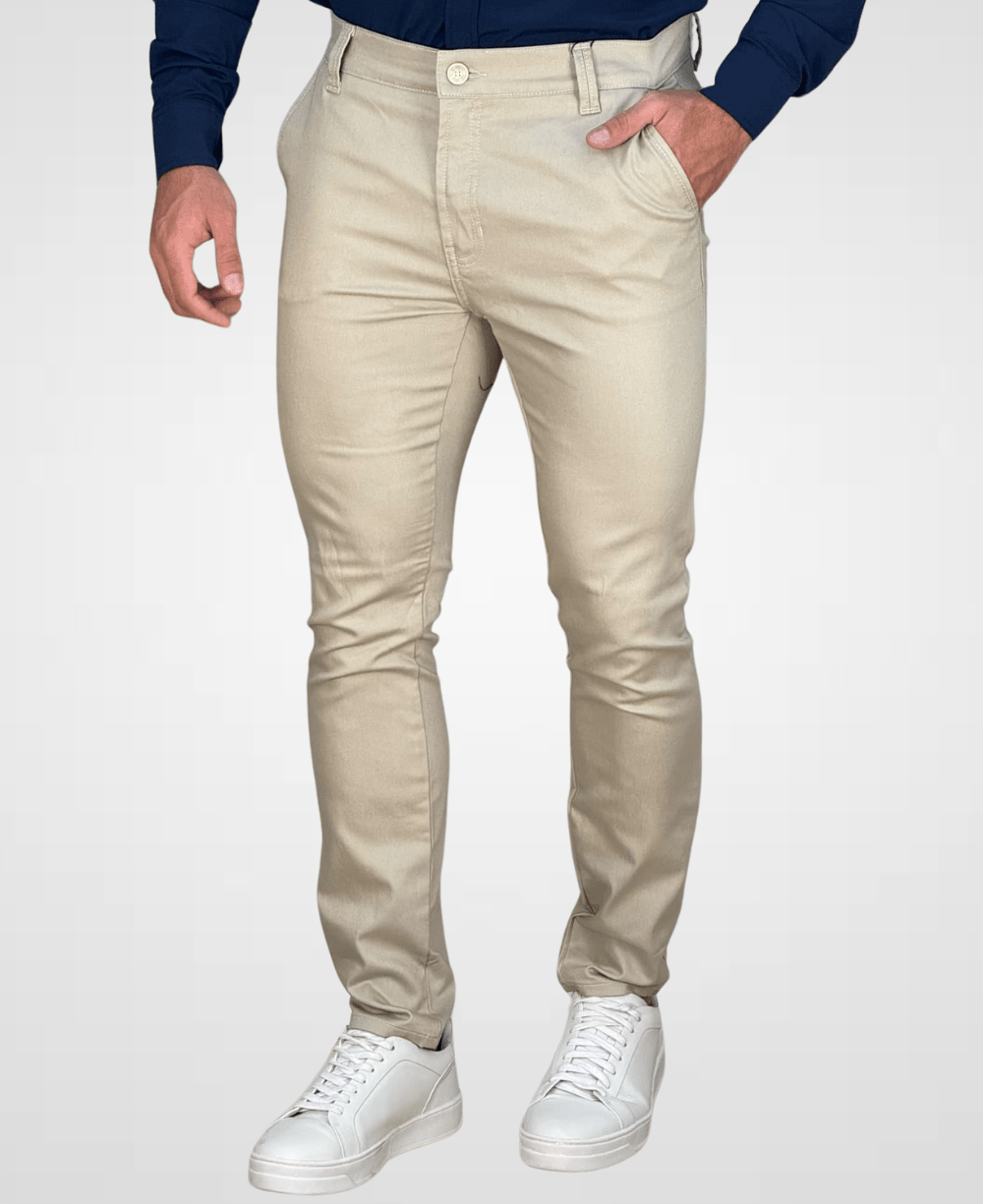 Calça Alfaiataria Palha Masculina Skinny - DLZ