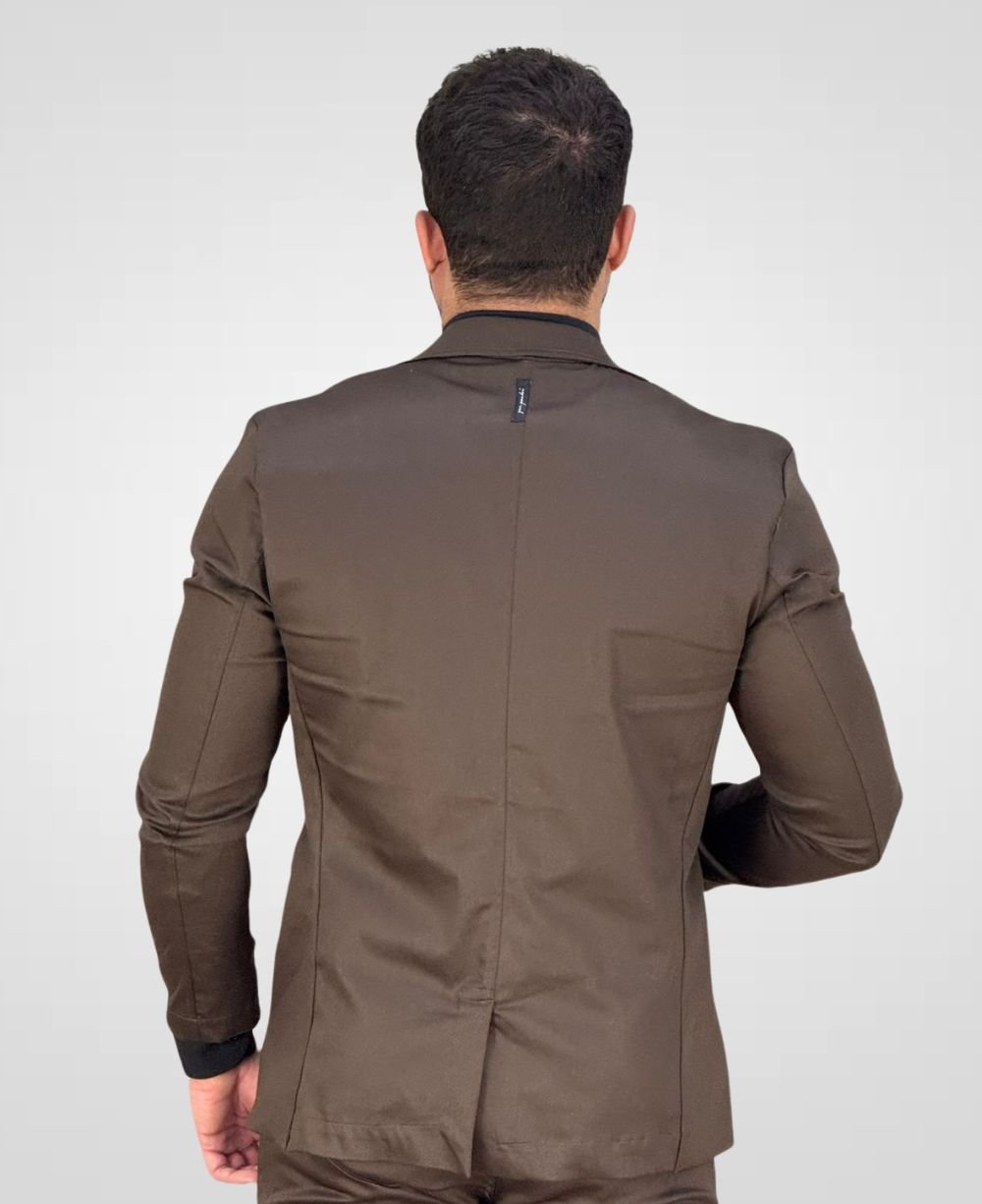 Blazer Marrom Masculino Básico Acetinado - Per Pochi
