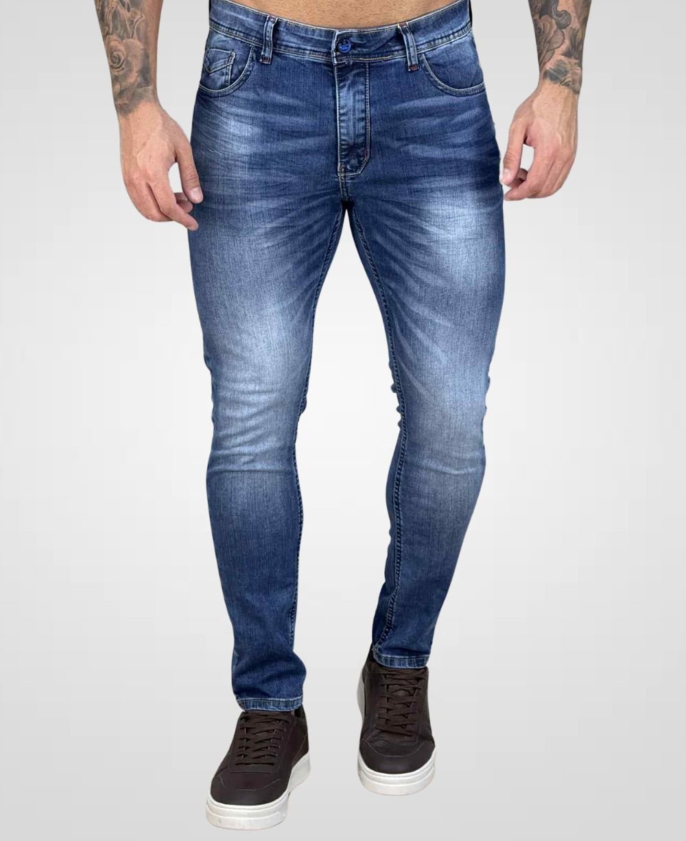 Calça Jeans Mescla Escura Masculina Super Skinny -City Denim