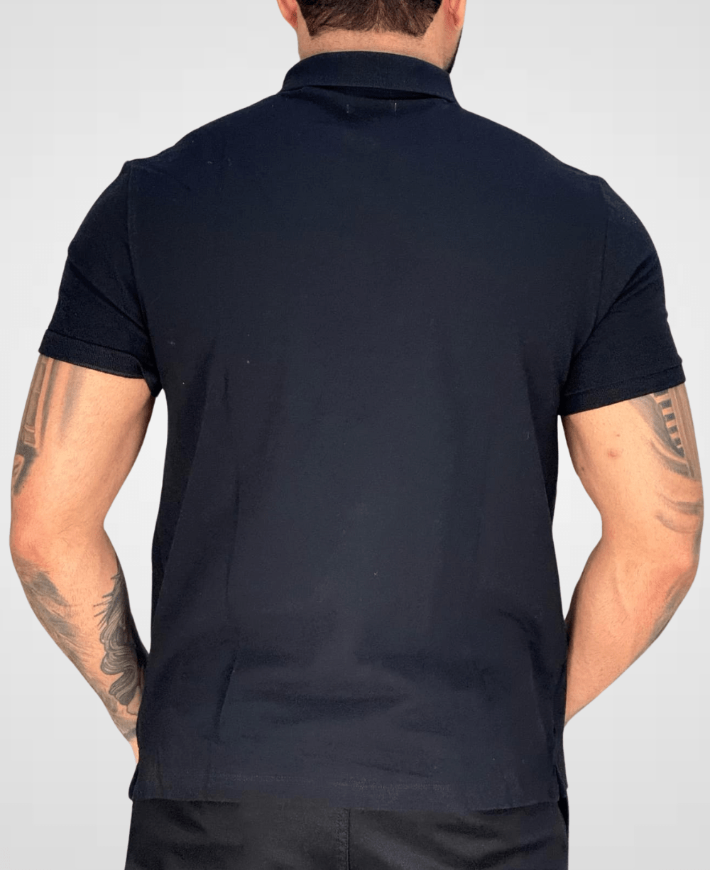 Camisa Polo Preta Masculina Logo Ck - Calvin Klein