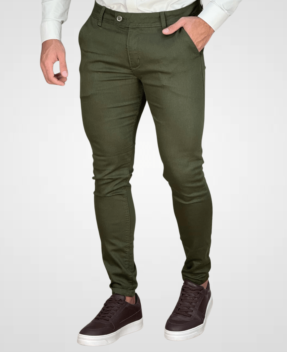Calça Alfaiataria Verde Militar Masculina Super Skinny - Paladho´s