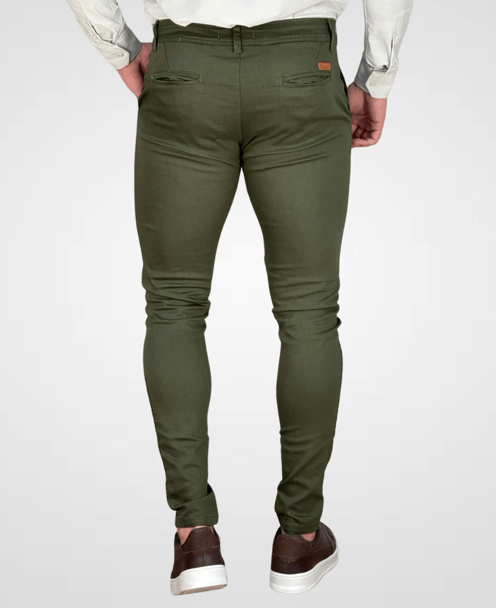 Calça Alfaiataria Verde Militar Masculina Super Skinny - Paladho´s