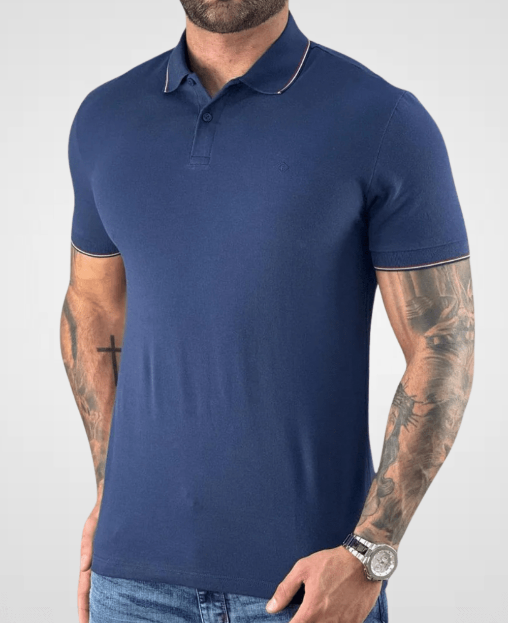Camisa Azul Marinho Masculina With Trims - Forum