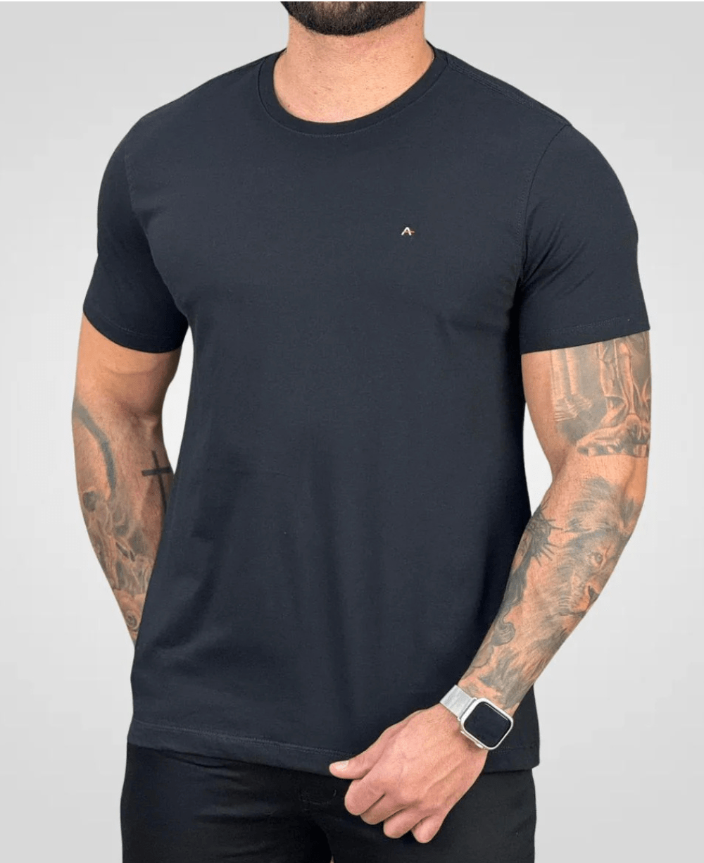 Camiseta Preto Masculina Malha Regular - Aramis